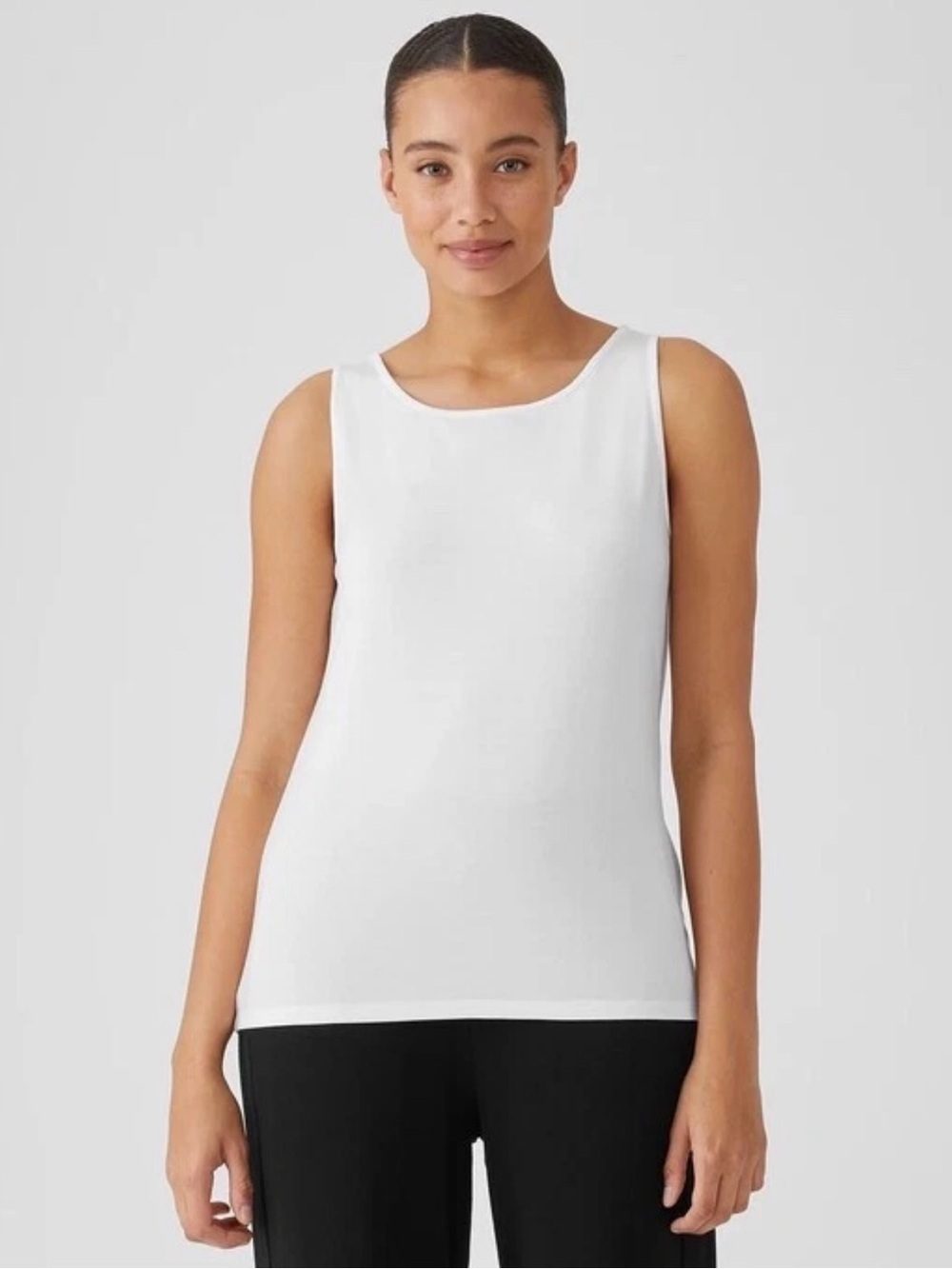Eileen Fisher Womens XS White Tencel Lyocell Stretch Tank Top Sleeveless